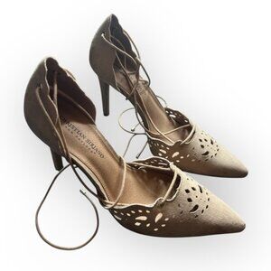 FWP30$ Christian Siriano tan sandal heels size 9.5 *GUC